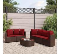 Set Divano da Giardino 6 pz con Cuscini Marrone in Polyrattan Salottino Da Esterno Tavolo Esterno Con Sedie Salotto Da Giardino Esterno Salottino Da Giardino Esterno per Esterno Piscina Cortile