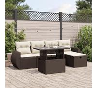 Set Divano da Giardino 6 pz con Cuscini Marrone in Polyrattan Salotto Da Giardino Tavolo Esterno Con Sedie Sedie Da Giardino Salottino Da Giardino Esterno per Terrazza Esterno Piscina Balcone