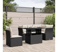 Set Divano da Giardino 6 pz con Cuscini Nero in Polyrattan Arredamento Giardino Tavolo Esterno Con Sedie Tavolino E Sedie Da Esterno Salottino Da Giardino Esterno per Piscina Terrazza Balcone Esterno