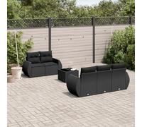 Set Divano da Giardino 6 pz con Cuscini Nero in Polyrattan Mobile Esterno Tavolo E Sedie Da Esterno Salotto Da Giardino Esterno Salottino Da Giardino Esterno per Terrazza Piscina Giardino Balcone