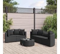 Set Divano da Giardino 6 pz con Cuscini Nero in Polyrattan Salottino Da Esterno Tavolo Esterno Con Sedie Salotto Da Giardino Esterno Salottino Da Giardino Esterno per Esterno Piscina Cortile Giardino