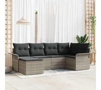 Set Divano da Giardino 6 pz Grigio chiaro polyrattan