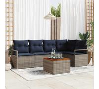 Set Divano da Giardino 6 pz Grigio polyrattan