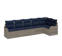 Set Divano da Giardino 6 pz Grigio polyrattan
