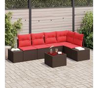 Set Divano da Giardino 6 pz Marrone polyrattan