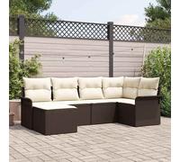 Set Divano da Giardino 6 pz Marrone polyrattan