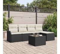 Set Divano da Giardino 6 pz Nero e Bianco polyrattan