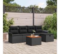 Set Divano da Giardino 6 pz Nero Poly Rattan