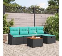 Set Divano da Giardino 6 pz Nero polyrattan