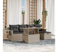 Set Divano da Giardino 6pz con Cuscini Grigio Chiaro Polyrattan Arredamento Giardino Tavolo Esterno Con Sedie Tavolino E Sedie Da Esterno Salottino Da Giardino Esterno per Terrazza Giardino Balcone