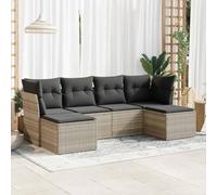 Set Divano da Giardino 6pz con Cuscini Grigio Chiaro Polyrattan Mobile Esterno Tavolo Da Giardino Con Sedie Tavolo Da Esterno Con Sedie Salottino Da Esterno per Esterno Balcone Terrazzo Piscina