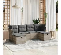 Set Divano da Giardino 6pz con Cuscini Grigio Chiaro Polyrattan Mobile Esterno Tavolo Da Giardino Con Sedie Tavolo Da Esterno Con Sedie Salottino Da Esterno per Esterno Balcone Terrazzo Piscina