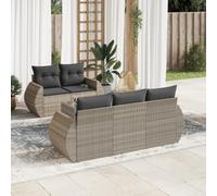Set Divano da Giardino 6pz con Cuscini Grigio Chiaro Polyrattan Mobile Esterno Tavolo E Sedie Da Esterno Salotto Da Giardino Esterno Salottino Da Giardino Esterno per Terrazza Piscina Giardino