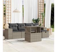 Set Divano da Giardino 6pz con Cuscini Grigio Chiaro Polyrattan Mobile Esterno Tavolo E Sedie Da Esterno Salotto Da Giardino Esterno Salottino Da Giardino Esterno per Balcone Terrazzo Piscina Cortile