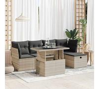 Set Divano da Giardino 6pz con Cuscini Grigio Chiaro Polyrattan Poltrone Terrazzo Tavolino Da Divano Tavolo E Sedie Da Esterno Salottino Da Giardino Esterno per Cortile Giardino Balcone Terrazza