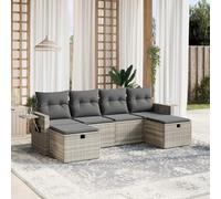Set Divano da Giardino 6pz con Cuscini Grigio Chiaro Polyrattan Salottino Da Esterno Tavolo Esterno Con Sedie Salotto Da Giardino Esterno Salottino Da Giardino Esterno per Terrazzo Terrazza Cortile