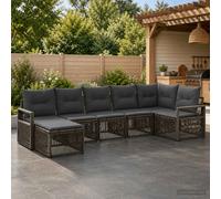 Set Divano da Giardino 7 pz Grigio polyrattan