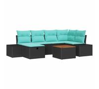 Set Divano da Giardino 7 pz Nero Poly Rattan