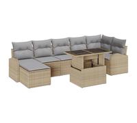 Set Divano da Giardino 8 Pezzi con Cuscini Beige Polyrattan