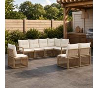 vidaXL Set di divani da giardino, 8 pezzi, beige, rattan sintetico, divano da esterno moderno, resistente alle intemperie, set modulare, sdraio in rattan, seduta per patio, panca da giardino