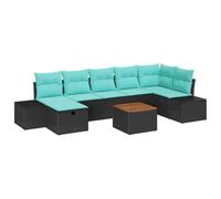Set Divano da Giardino 8 pz Nero Poly Rattan