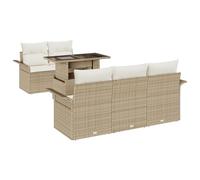 Set Divano da Giardino a 6 Pezzi con Cuscini Beige in PolyrattanDivano da giardino cuscini