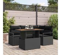 Set Divano da Giardino con archiviazione 5 pcs Nero Poly Rattan