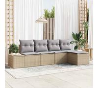 Set Divano da Giardino con cuscino 5 pcs Beige polyrattan