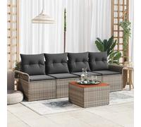 Set Divano da Giardino con cuscino 5 pcs Grigio polyrattan