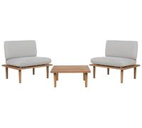 Set Divano da Giardino Grigio in Legno di Acacia a 2 Posti con Tavolino