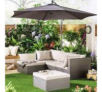 Set Divano da Giardino in Polyrattan con Pouf 5 Posti, Salotto per Arredamento da Esterno con Struttura in Metallo e Cuscini Imbottiti Salottino per Terrazzo Moderno Goditi meravigliose giornate di so