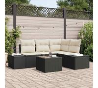 Set Divano da Giardino Marrone e Crema polyrattan