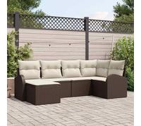 Set Divano da Giardino Marrone polyrattan