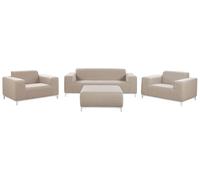 Set divano da giardino rivestimento tessuto beige gambe alluminio bianco Rovigo