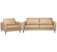 Set divano e poltrona in similpelle beige Savalen