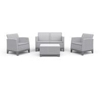 Keter Set 2 Poltrone + Divano + Tavolino Contenitore SCANDI FORMA LOUNGE Grigio Chiaro