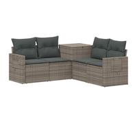 Set Divano Esterno 5 Pezzi Poly Ratin Grigio e Grigio Scuro | Struttura in acciaio, design modulare, cassettone integrato, facile manutenzione, uso terrazzo e giardino