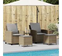 Set Divano Giardino 4 Pezzi con Cuscini, in Polyrattan Beige, Salotto Esterno Modulare, Design Componibile, Resistente alle Intemperie, per Giardino e Terrazzo, Colore Beige, 64 x 71.5 x 79 cm