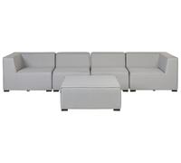 Set divano modulare 4 posti in tessuto grigio con pouf Arezzo