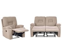 Set divano reclinabile in tessuto moderno con poltrona a 2 posti beige