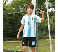 Set divisa da calcio 2024-2025 ispirato all'Argentina per ragazzi tra 8 e 12 anni - Maglia numero 10 e pantaloncini, stile design casalingo 8Y,9Y,10Y,11Y,12YTessuto in maglia
