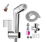 Set doccetta per bidet, soffione regolabile in ABS cromato, kit spray per pannolini per bambini con valvola a T G1/2, Tubo Doccia 1,5m e Supporto Doccetta