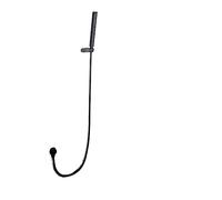 Set Doccia a Mano Tonda in Ottone da Bagno, Oro Spazzolato, Nero Opaco, Metallo Grigio, Presa a Muro con Supporto per Doccia, Tubo da 1,5 (Colore : B BK with Outlet)