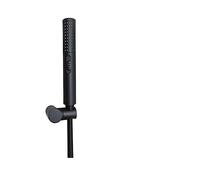 Set Doccia a Mano Tonda in Ottone da Bagno, Oro Spazzolato, Nero Opaco, Metallo Grigio, Presa a Muro con Supporto per Doccia, Tubo da 1,5 (Colore : B BK)