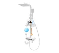 Set doccia a parete con 4 uscite, con indicatore digitale della temperatura a LED e regolatore di temperatura, doccetta regolabile in altezza per bagno benessere (bianco)