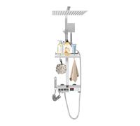 Set doccia a parete con 4 uscite, con indicatore digitale della temperatura a LED e regolatore di temperatura, doccetta regolabile in altezza per bagno benessere (argento)