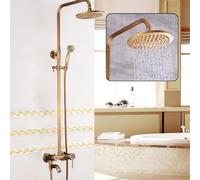Set doccia a pioggia, anticato, con doccetta a mano, in rame, regolabile in altezza, facile installazione, design vintage, 150 mm di distanza