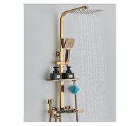 Set doccia a pioggia con display digitale a LED ， Rubinetto termostatico Acqua calda e fredda di lusso Docce for bagno(Gold 4 Ways A-8in)