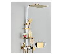 Set doccia a pioggia con display digitale a LED ， Rubinetto termostatico Acqua calda e fredda di lusso Docce for bagno(White Gold B)