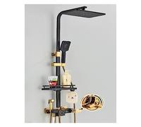 Set doccia a pioggia con display digitale a LED ， Rubinetto termostatico Acqua calda e fredda di lusso Docce for bagno(Black Gold A)